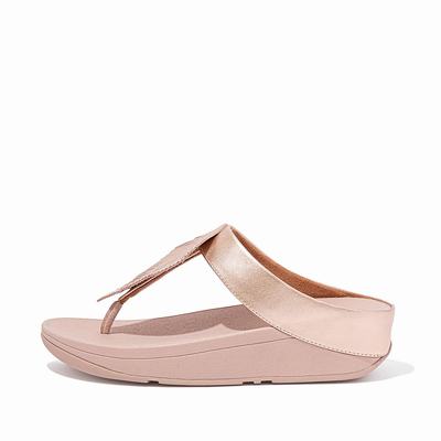 Fitflop Fino Feather Metallic Toe-Post - Sandalen Damen - Rosa Gold (AXO241697)